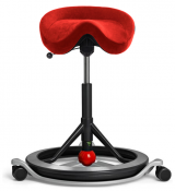 Sadelstol Back App Alcantara Röd svart med hjul röd kula